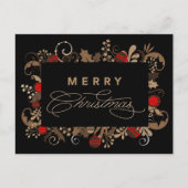 Rustige en elegante zwarte kerst-kalligrafie briefkaart (Voorkant)