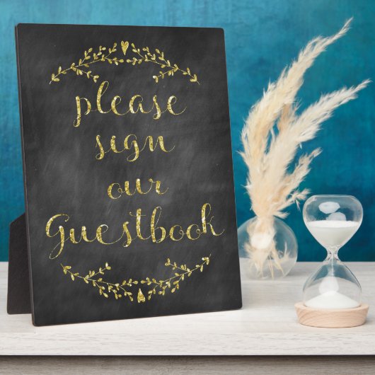 Rustige en Gold Glitter Guestbook Fotoplaat (Zijkant)