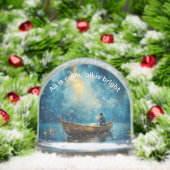 Rustige en heldere nachtvisser sneeuwbol (Kerstmis)