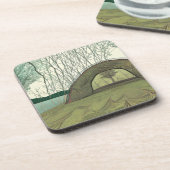 Rustige en vredige camping scene bier onderzetter (Linkerzijde)