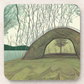 Rustige en vredige camping scene bier onderzetter (Voorkant)