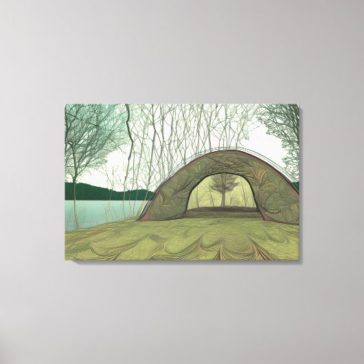 Rustige en vredige camping scene canvas afdruk (Voorkant)