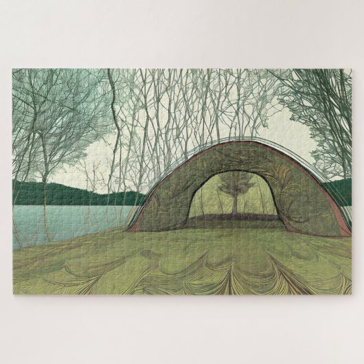 Rustige en vredige camping scene legpuzzel (Horizontaal)