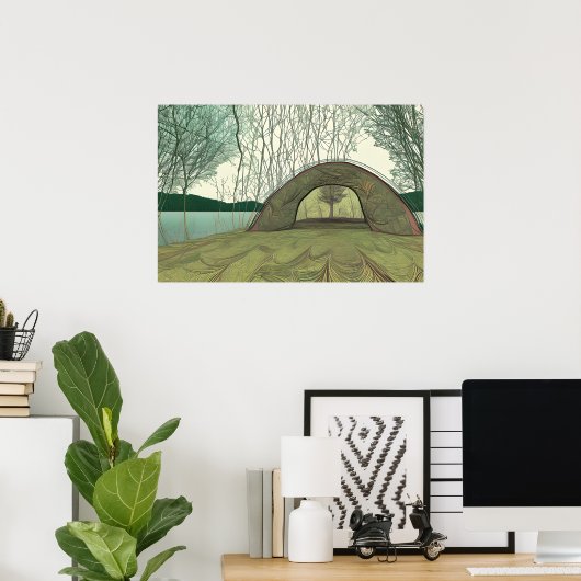 Rustige en vredige camping scene poster (Thuiskantoor)