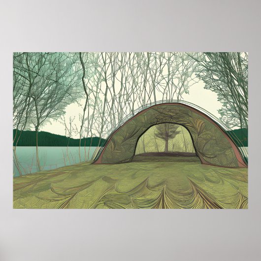 Rustige en vredige camping scene poster (Voorkant)