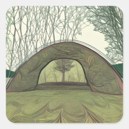 Rustige en vreedzame kampeer scène  vierkante sticker