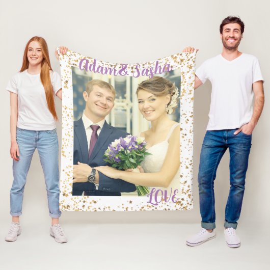 Rustige en witte gepersonaliseerde bruiloft voor f fleece deken (In situ)