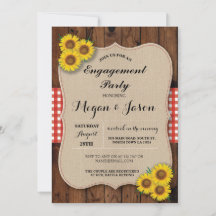 Rustige Engagement Party Shower Sunflower Invite
