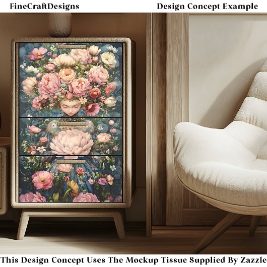 Rustige etherische meisje weelderige bloemen AG1O Tissuepapier