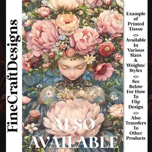 Rustige etherische meisje weelderige bloemen AG1O Tissuepapier