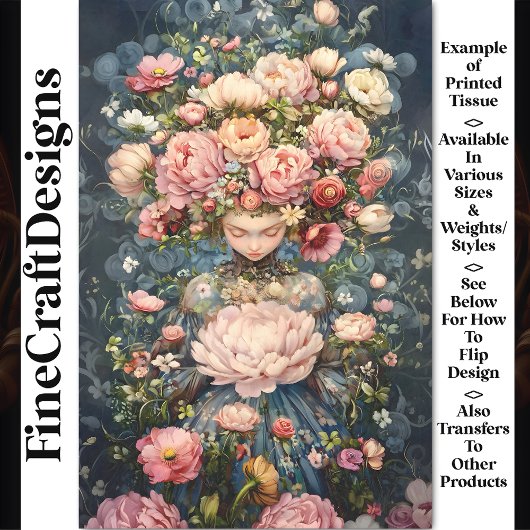 Rustige etherische meisje weelderige bloemen AG1O  Tissuepapier