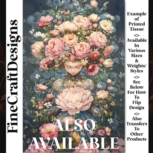 Rustige etherische meisje weelderige bloemen AG1Z Tissuepapier