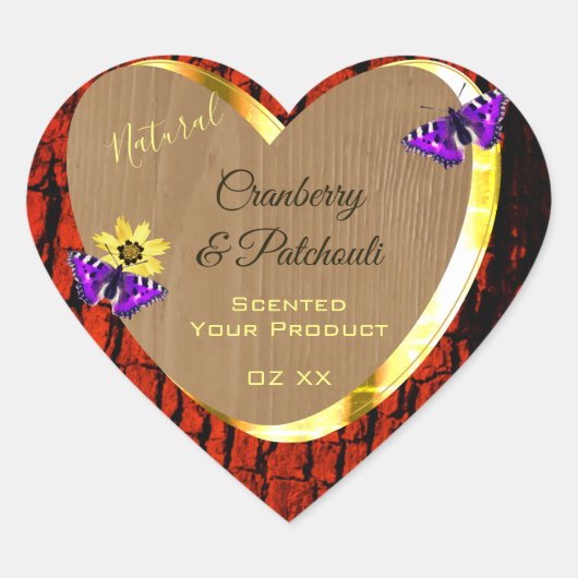 Rustige etiketten van houten producten Paarse butt (Voorkant)