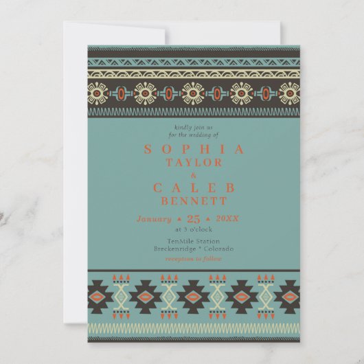 Rustige etnische tribale winterbruiloft kaart (Voorkant)