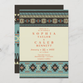 Rustige etnische tribale winterbruiloft kaart