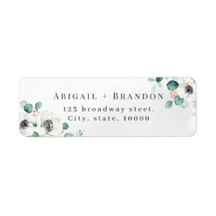 Rustige eucalyptus anemone floral return address l etiket