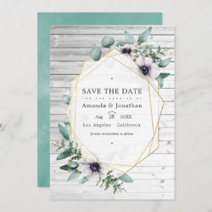 Rustige Eucalyptus Anemone Geometric Wedding Save The Date