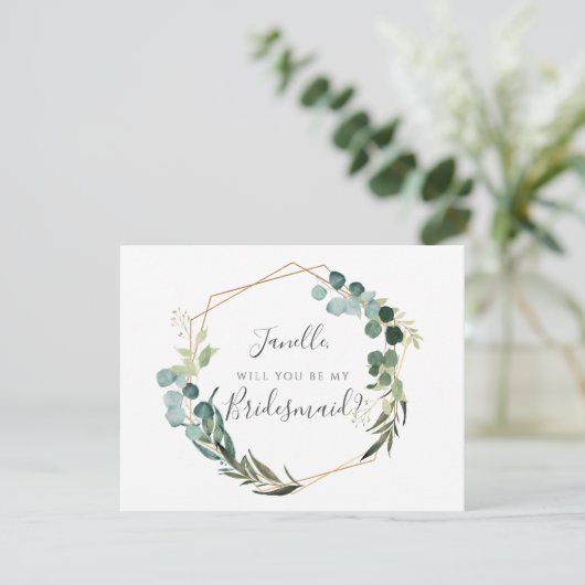 Rustige eucalyptus ben mijn dikke bruidsmeisje kaart (Staand voorkant)