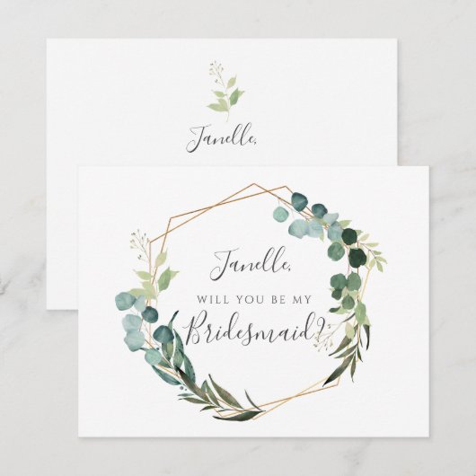 Rustige eucalyptus ben mijn dikke bruidsmeisje kaart (Voorkant / Achterkant)