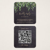 Rustige Eucalyptus Botanische bruiloft QR-code RSV Vierkante Visitekaartjes (Voorkant /achterkant)