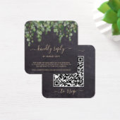 Rustige Eucalyptus Botanische bruiloft QR-code RSV Vierkante Visitekaartjes (Bureau)