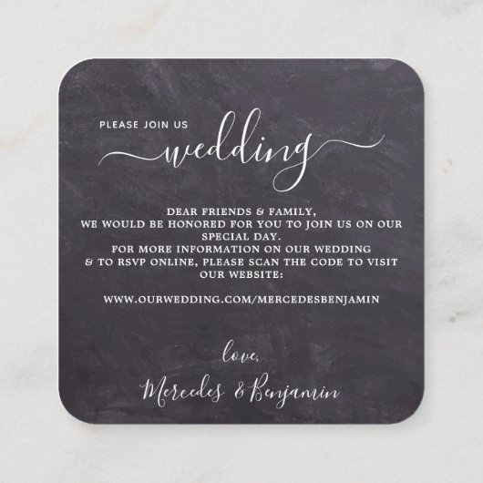 Rustige eucalyptus Botanische QR-code bruiloft Vierkante Visitekaartje (Achterkant)