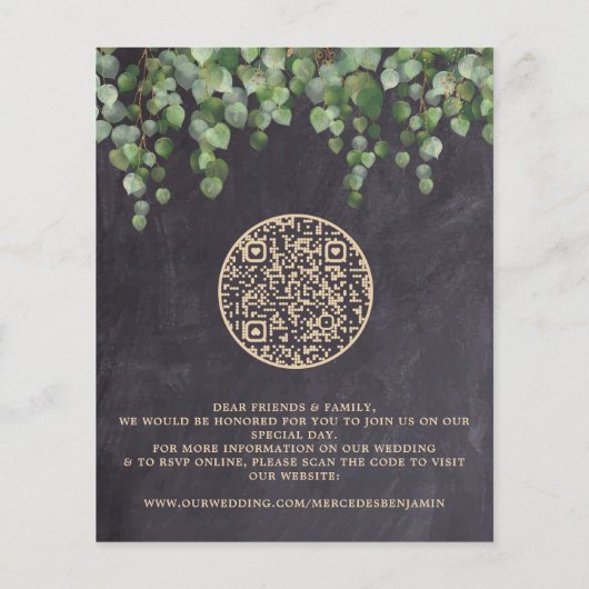 Rustige Eucalyptus Budget QR Code Weddenschap Uitn (Achterkant)