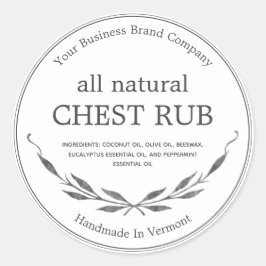 Rustige Eucalyptus Camphor Rub Balm Productlabel Ronde Sticker