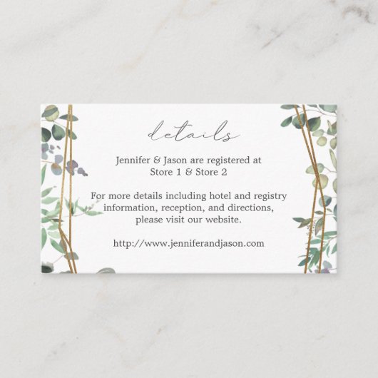 Rustige Eucalyptus & Gold 2 - Gegevens SM Informatiekaartje (Voorkant)