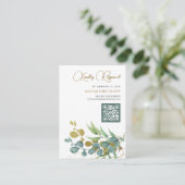 Rustige Eucalyptus Gold Branch QR-code RSVP Wedden Informatiekaartje (Staand voorkant)