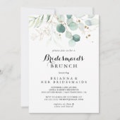Rustige Eucalyptus Gold Bridesmaids Brunch Shower Kaart (Voorkant)