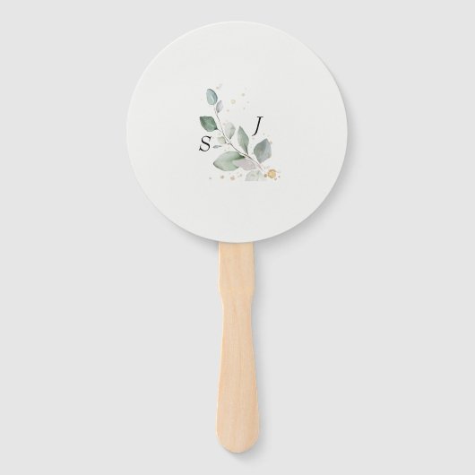 Rustige Eucalyptus Gold Calligrafie Band F Handwaaier (Achterkant)