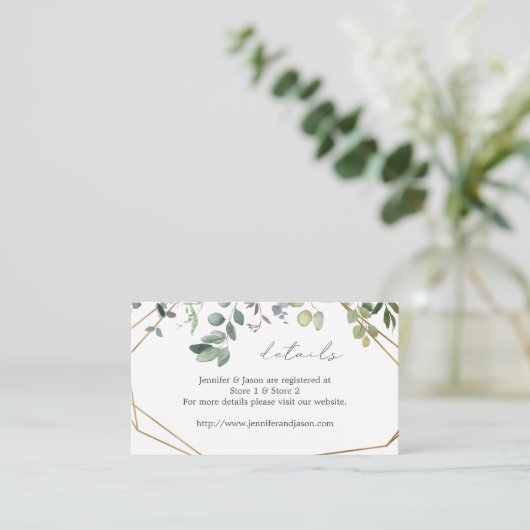 Rustige Eucalyptus & Gold Details SM-behuizing Kaa Informatiekaartje (Staand voorkant)