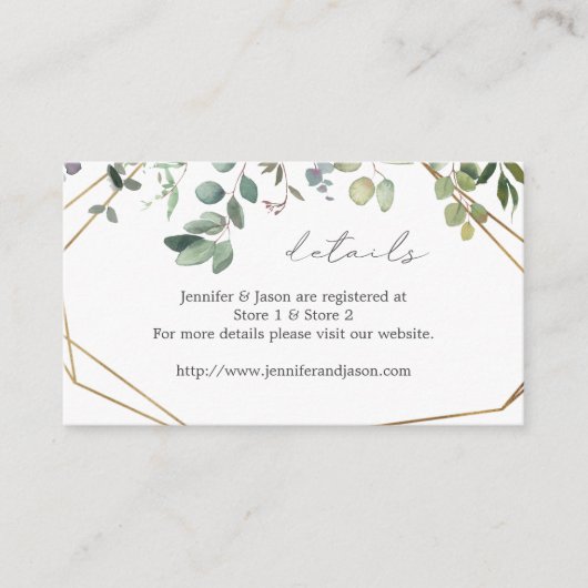 Rustige Eucalyptus & Gold Details SM-behuizing Kaa Informatiekaartje (Voorkant)