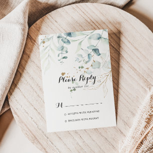 Rustige Eucalyptus Gold Floral Calligrafie RSVP
