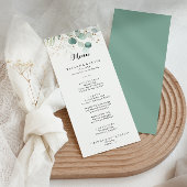 Rustige Eucalyptus Gold Floral Calligraphy Dinner Menu