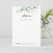 Rustige Eucalyptus Gold Floral Calligraphy Wedding Advieskaart (Staand voorkant)