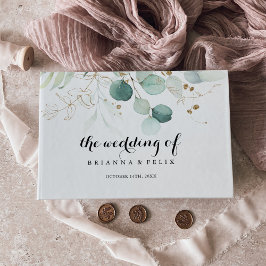Rustige Eucalyptus Gold Floral Calligraphy Wedding Gastenboek