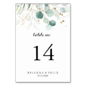 Rustige Eucalyptus Gold Floral Calligraphy Wedding Kaart (Achterkant)