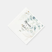 Rustige Eucalyptus Gold Floral Calligraphy Wedding Servet (Hoek)