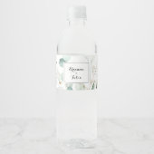 Rustige Eucalyptus Gold Floral Calligraphy Wedding Waterfles Etiket (Voorkant)