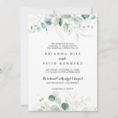Rustige Eucalyptus Gold Floral Traditional Wedding Kaart (Voorkant)