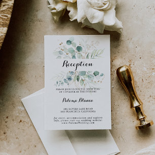 Rustige Eucalyptus Gold Floral Weddenschappen Informatiekaartje