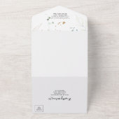 Rustige Eucalyptus Gold Floral Wedding All In One Uitnodiging (Buitenkant)