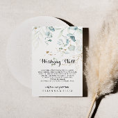 Rustige Eucalyptus Gold Floral Wedding Goed Informatiekaartje