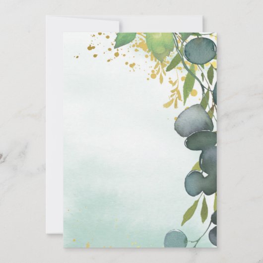 Rustige Eucalyptus Gold Geometric Wedding Kaart (Achterkant)