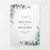 Rustige Eucalyptus Gold in één QR-code bruiloft Drieluik Uitnodiging (Cover)