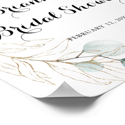 Rustige Eucalyptus Gold Vrijgezellenfeest Welkom Poster (Hoek)