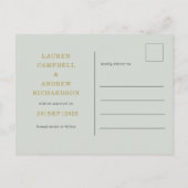 Rustige Eucalyptus Green/Gold Wedding Save the Dat Briefkaart (Achterkant)