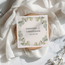 Rustige Eucalyptus Green & Gold Wedding Servet